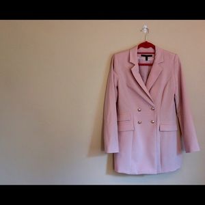 Long Pink Double Breasted Blazer